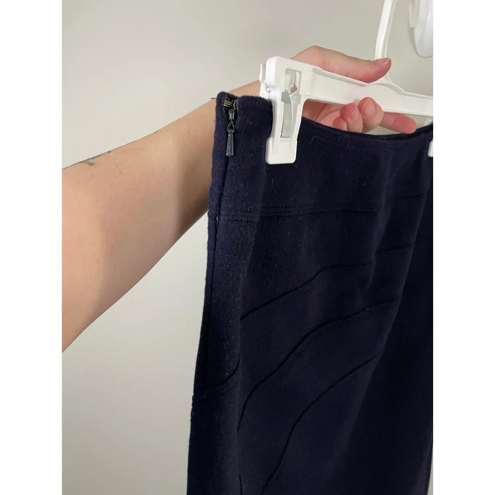 Tory Burch Navy Blue Wool Short Pencil Skirt Size 2 Designer Quiet Luxury Career